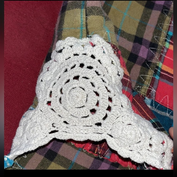 SOFT SURROUNDINGS Highland PATCHWORK PLAID women FLANNEL NIGHT shirt Large 29784 - Picture 4 of 16